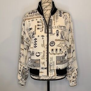Tail vintage bomber jacket microfiber golf print M